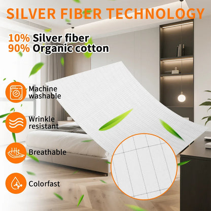 10% Silver Fiber Grounding Sheet – Organic Cotton Flat Bedsheet with Grounding Cord - Urbizia
