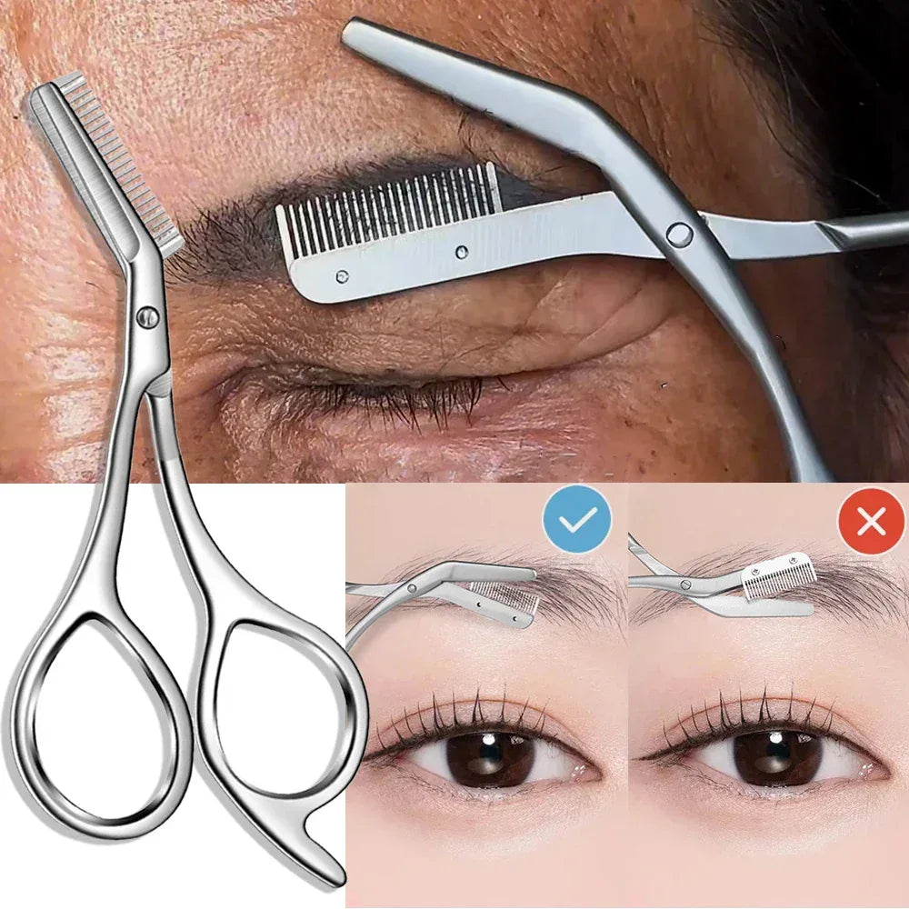 Stainless Steel Eyebrow Trimmer Scissors - Urbizia