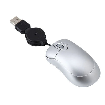 Mini Portable Wired Retractable Mouse Computer Mause Small Hand USB Optical 1000 DPI Office Mice for PC Laptop Notebook for Kids