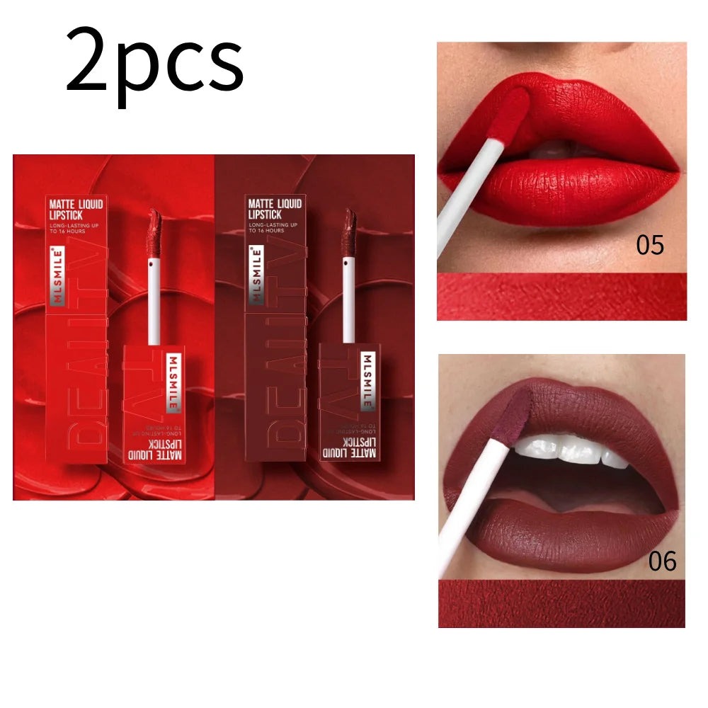 MLSMILE 6-Color Velvet Matte Lip Gloss – Long-Lasting & Waterproof