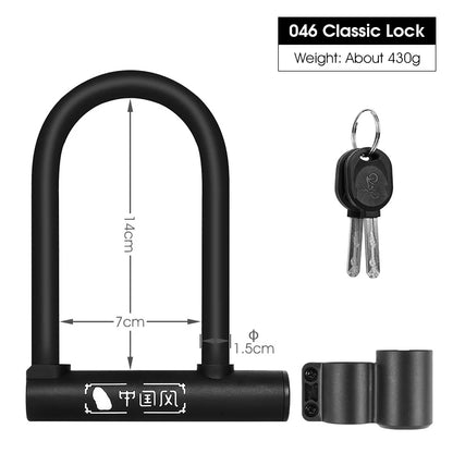 WEST BIKING Bicycle U Lock MTB Road Bike Padlock Portable Anti-theft Safety Motorcycle Scooter Cycling Lock Bicycle Accessories