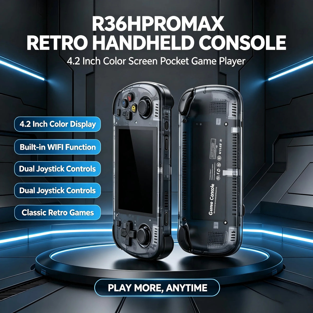 New 4.2 Inch R36H Pro Max Retro Game Console Handheld 1024*768 Big Screen Portable Pocket Video Player Games Boy Gift