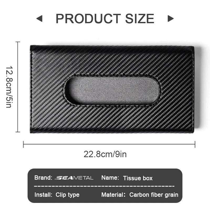SEAMETAL Car Sunshade Plate Tissue Box Universal Auto Interior Paper Towel Storage Bag Carbon Fiber Sun Visor Tissue Boxes