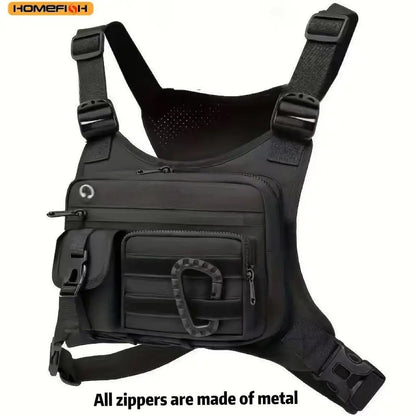 HOMEFISH Outdoor Chest Bag For Men and Women, Tactical Vest For Running, Cycling, EDC Chest Pack Rig For Sports and Workouts
