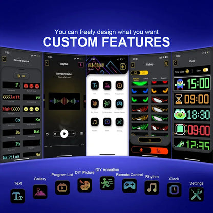 Multifunctional Bright Devil Eyes LED Light for Car Windshield Flexible Programmable Scrolling LED Display Bluetooth APP Control