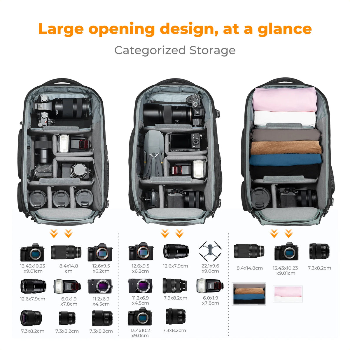 K&F CONCEPT 32L/25L Large Camera Backpack for Canon Sony DJI DSLR/SLR Camera Bag Case 15" Laptop with Tripod Strap and Raincover