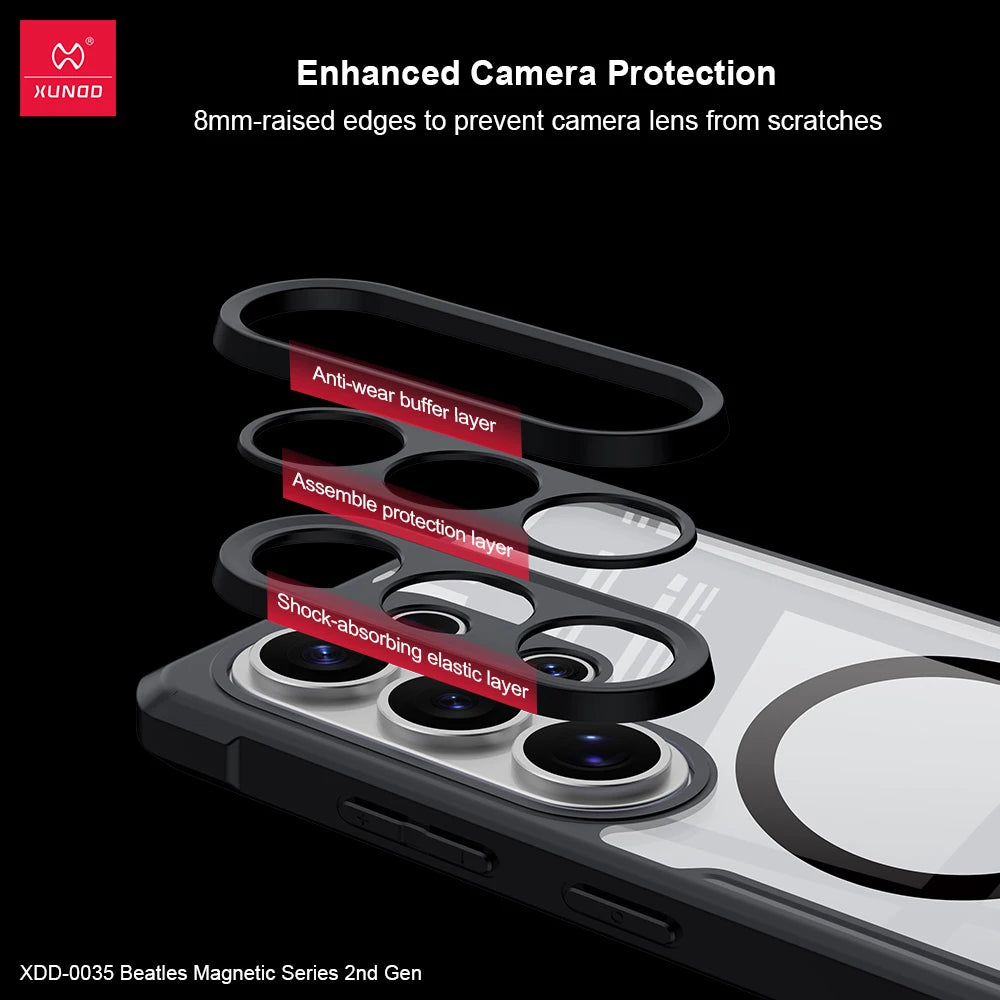 Xundd For Samsung Galaxy S25 S26 Ultra S26 Plus Magnetic Ring Case Camera Protect Airbag Shockproof Shell with 360° Spin Holder