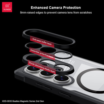 Xundd For Samsung Galaxy S25 S26 Ultra S26 Plus Magnetic Ring Case Camera Protect Airbag Shockproof Shell with 360° Spin Holder