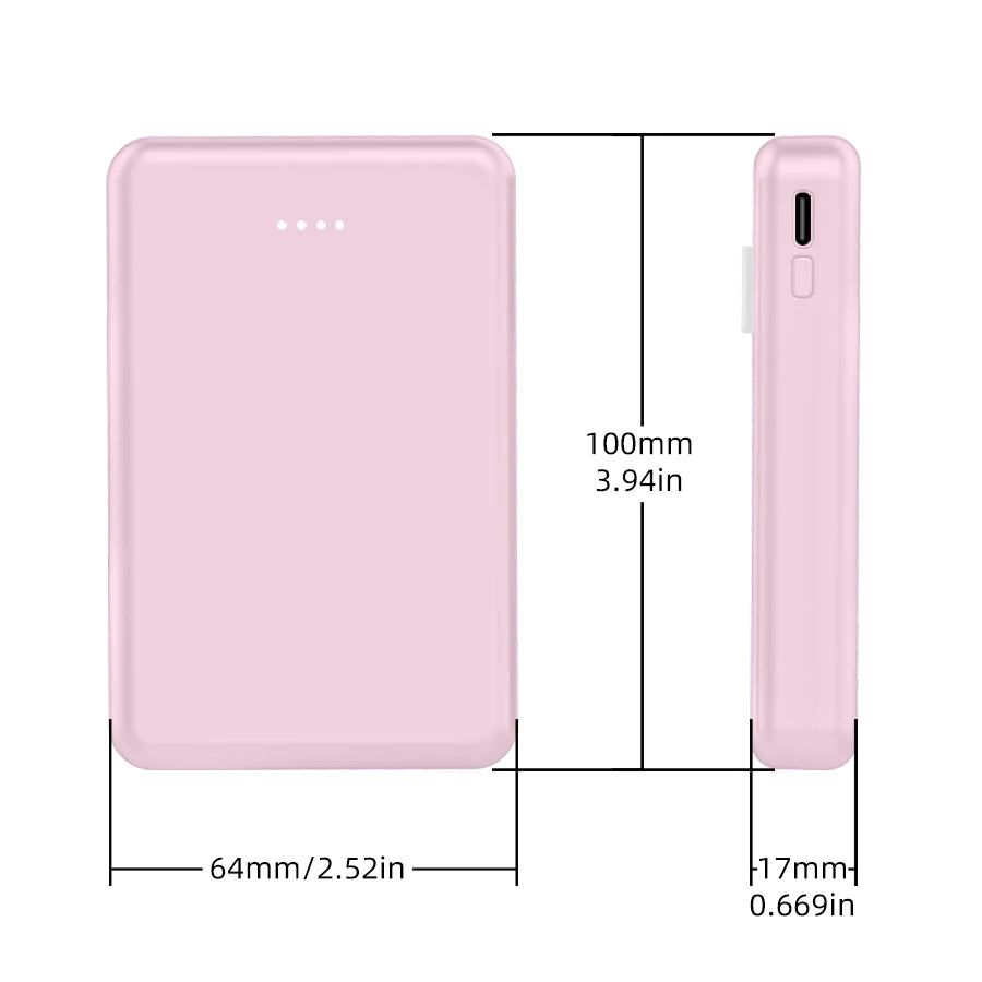 Mini 5000mAh Portable Power Bank With Built-in LED Digital Display, 1 USB-A Port and 3 Integrated Charging Cords, Ultra Compact External Battery Pack, Support Multiple Devices Simultaneous Charging Compatible With  Android Sm