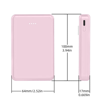 Mini 5000mAh Portable Power Bank With Built-in LED Digital Display, 1 USB-A Port and 3 Integrated Charging Cords, Ultra Compact External Battery Pack, Support Multiple Devices Simultaneous Charging Compatible With  Android Sm