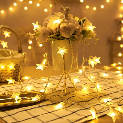 LED Star Chain String Lights Outdoor