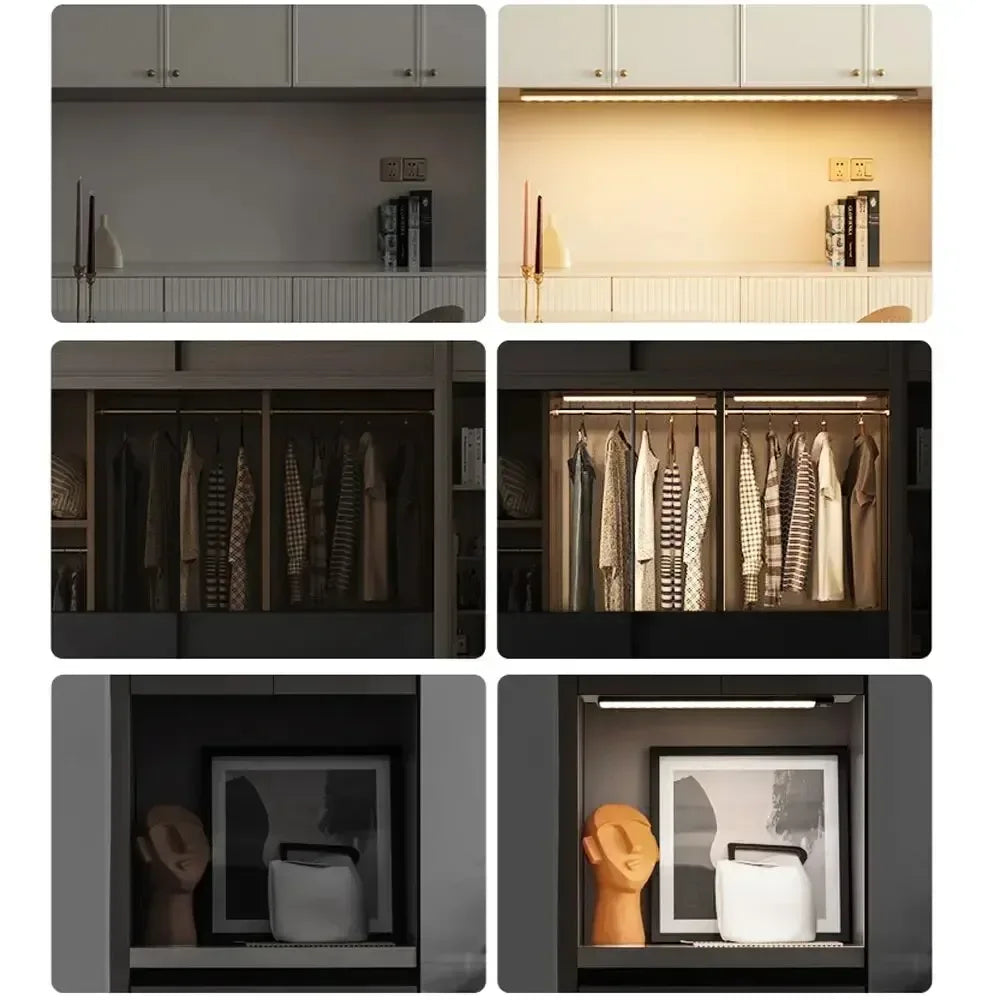 LED Cabinet Light USB Type-C Rechargeable Motion Sensor Led Lamp for Kitchen Wardrobe Cabinet Lighting 20cm/30cm/40cm/50cm/60cm - Urbizia