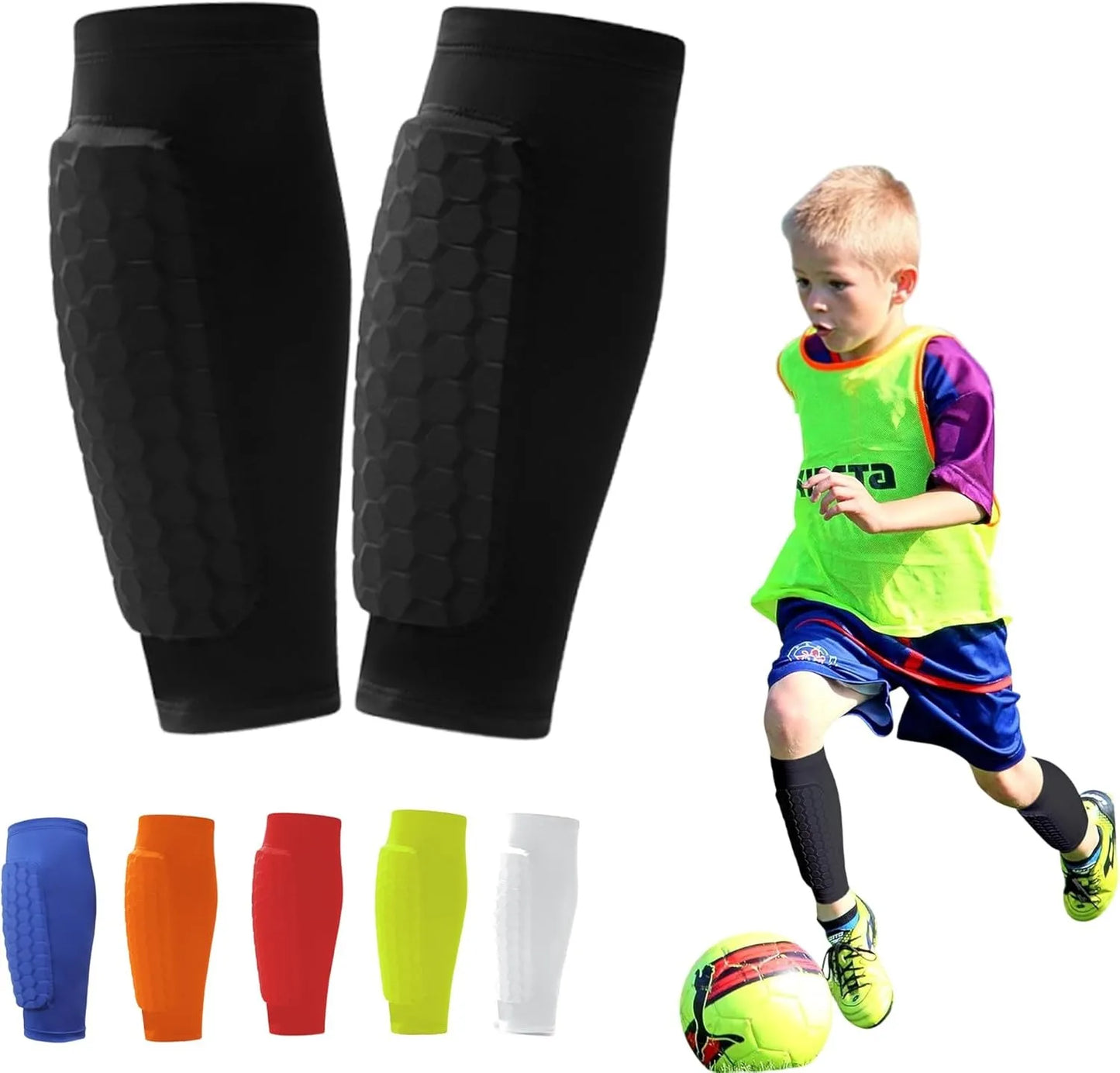 1Pcs Soccer Shin Guards Pads for Youth Adult, Shin Defender Shin Guards Kids, Calf Compression Sleeve with Honeycomb Pads