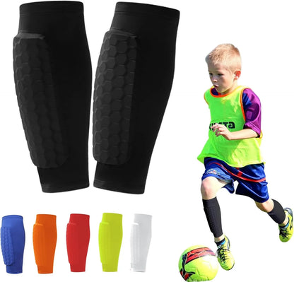 1Pcs Soccer Shin Guards Pads for Youth Adult, Shin Defender Shin Guards Kids, Calf Compression Sleeve with Honeycomb Pads