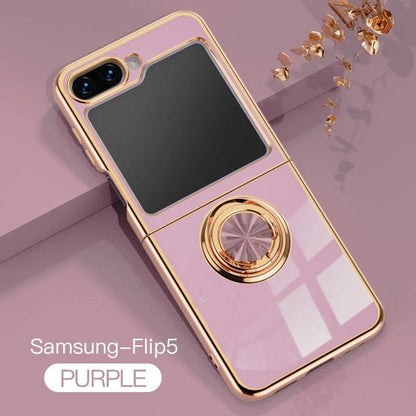 Plating Silicone Case for Samsung Galaxy Z Flip 5 4 3 Z Fold 5 ZFold ZFlip Fold5 Fold4 Flip5 Flip4 Flip3 Cover with Ring Holder