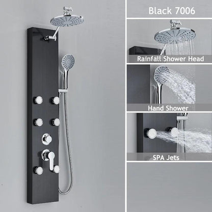 Luxury LED Shower Panel SPA Massage Jet Shower Faucet Bathroom Waterfall Rain Shower Column System Faucet Bathoom