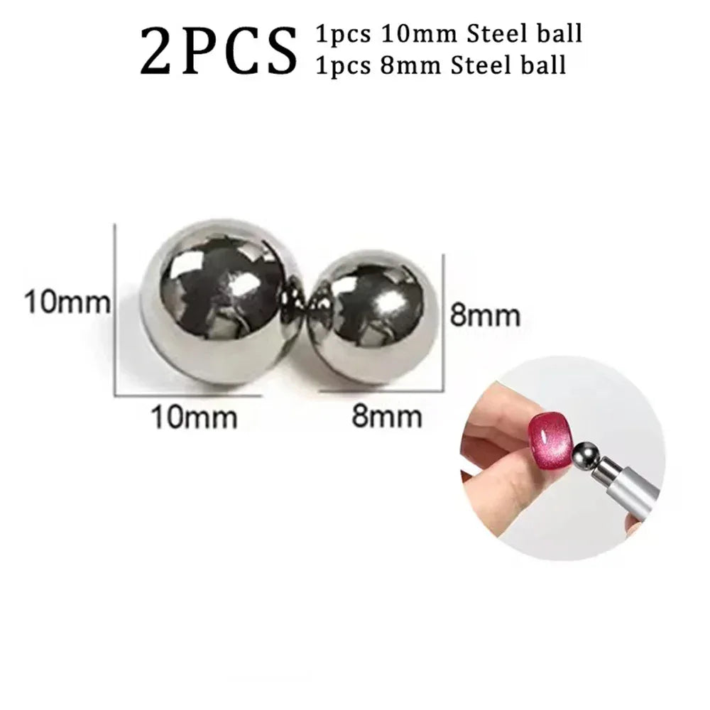 Cat Eye Magnetic Ball With Nail Magnetic Stick Tool Set Double-head Strong Magnet Pen 3D Cat Eye Gel Polish Nail Supplies
