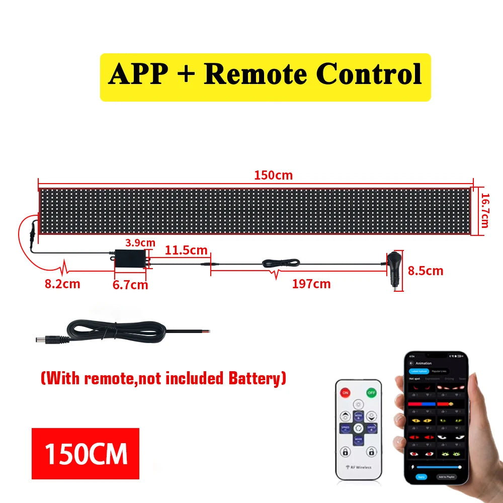 Truck Car Devil Eye LED Pixel Panel Light APP Remote Soft Foldable Lighting Scrolling Flexible For Board Windshield Accessorie
