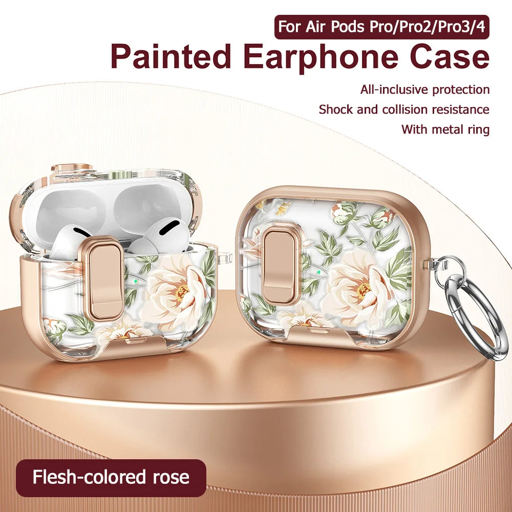 Funda For AirPods Pro 2 3 4 Case With Phone Holder Headphone Cover For AirPods 4 Pro3 Cases Security Lock Earphone Coque Sleeve