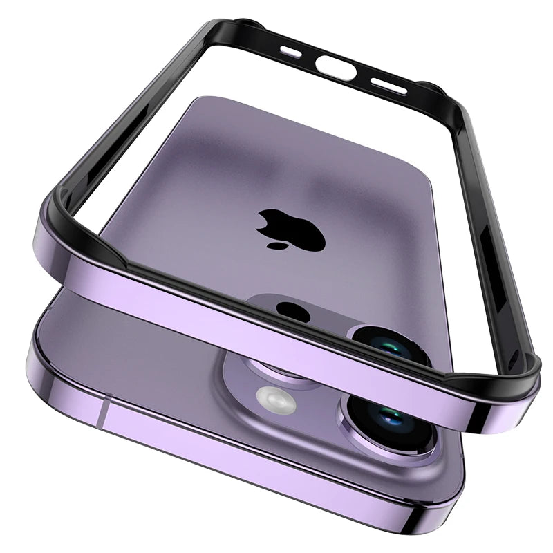 For iPhone 11 12 13 14 15 Plus 16 17 18 Pro Max Bumper Case Hybird Silicone Frame Luxury Light Aluminum Metal For iPhone17 18pro