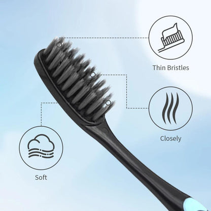 10 Pieces Packed Deep Cleaning Soft Bristle Bamboo Charcoal Black Hair Ultra-Fine Beauty Health Toothbrush  Oral Cleaning