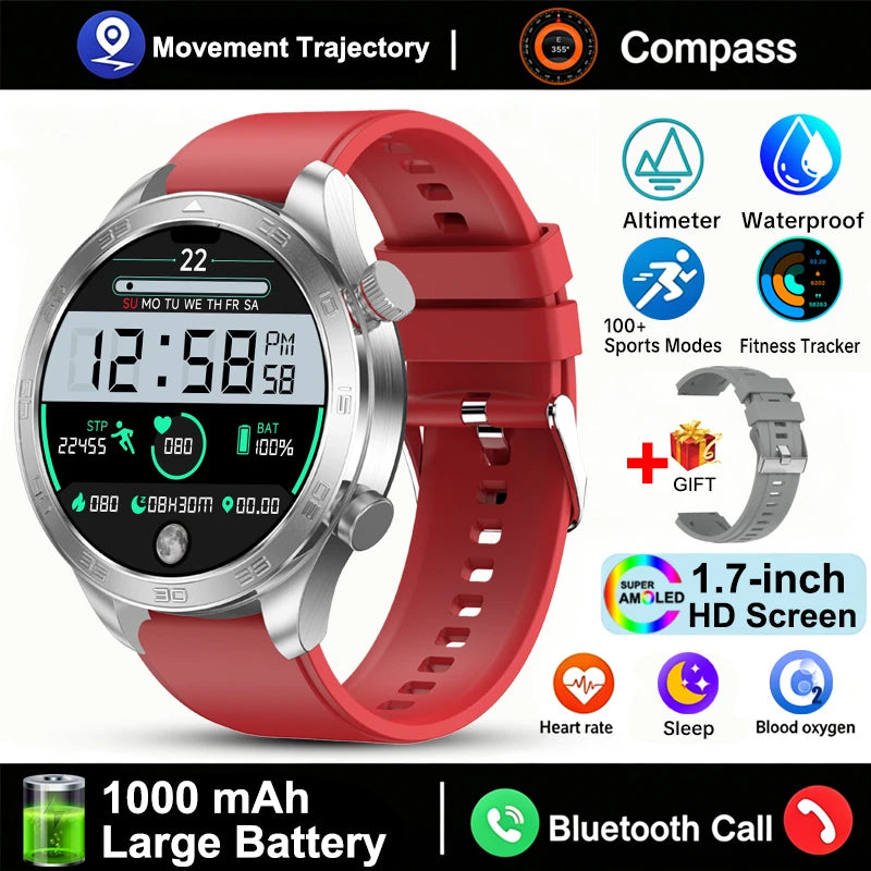 New GPS Track Smart Watch Men AMOLED Screen Outdoor Sports Fitness Heart Rate Compass IP68 Waterproof Bluetooth Call Smart Watch