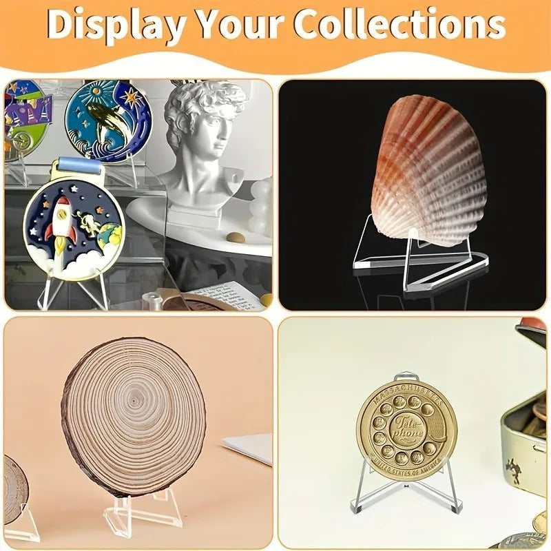 Acrylic Display Holder Transparent Triangle Commemorative Coin Small Photo fram Card Holder Rack Phone Stand Home Decor