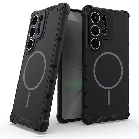 New Luxury and Cool Magnetic  Wireless Charging Anti Drop Armor Case for Samsung Galaxy S25 S24 S23 Ultra Plus Magsafe Cover