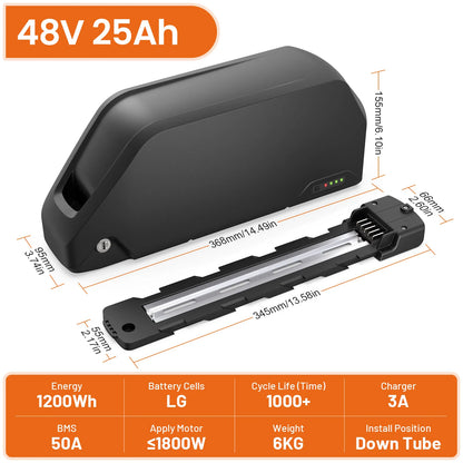 52V 25AH EBike Battery 21700 Cells 72V 15AH 52V 48V 25ah 20AH Powerful Downtube Polly L-G 60V 20AH E Bike Battery Pack for Scooter 1000W 1500W 2000W