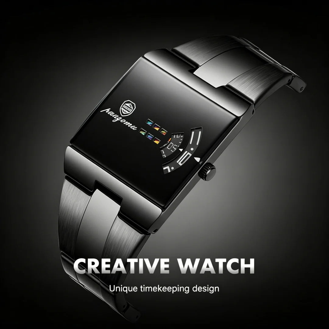 PAAZOMU Luxury Business Man Watches Waterproof Fashion Rectangle Stainless Steel Quartz Sports Male Clock Best Gift Choice Reloj