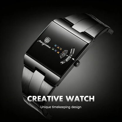 PAAZOMU Luxury Business Man Watches Waterproof Fashion Rectangle Stainless Steel Quartz Sports Male Clock Best Gift Choice Reloj