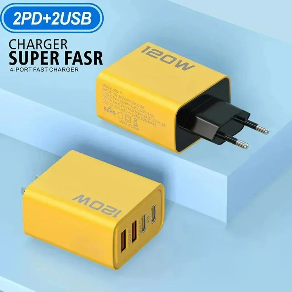 4-Port USB-C Quick Charger PD 120W - Urbizia