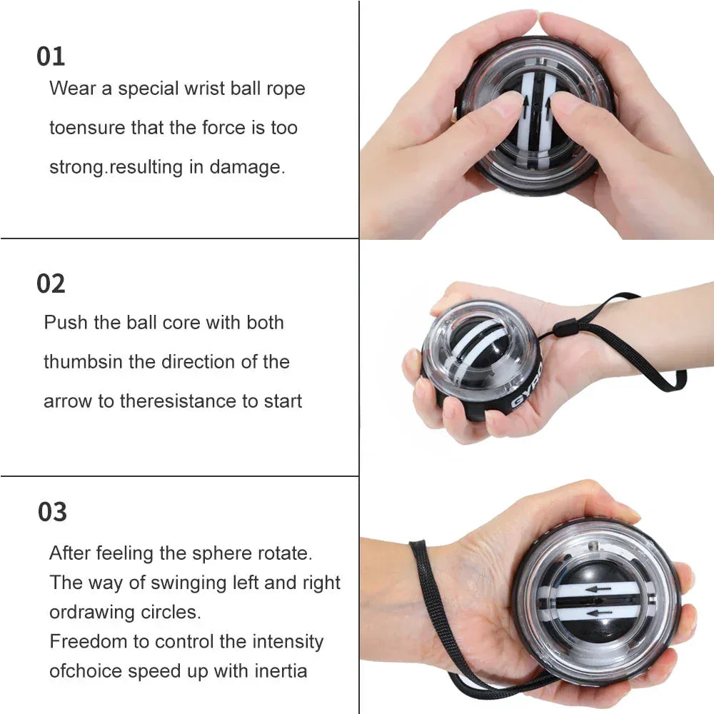 Self-Starting Wrist Gyro Ball Power Trainer Forearm Exerciser - Wrist Strengthening Device for Arm And Finger Muscle Training - Urbizia