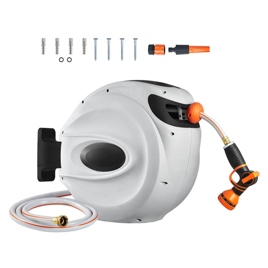 SucceBuy Wall-Mounted Retractable Garden Hose Reel