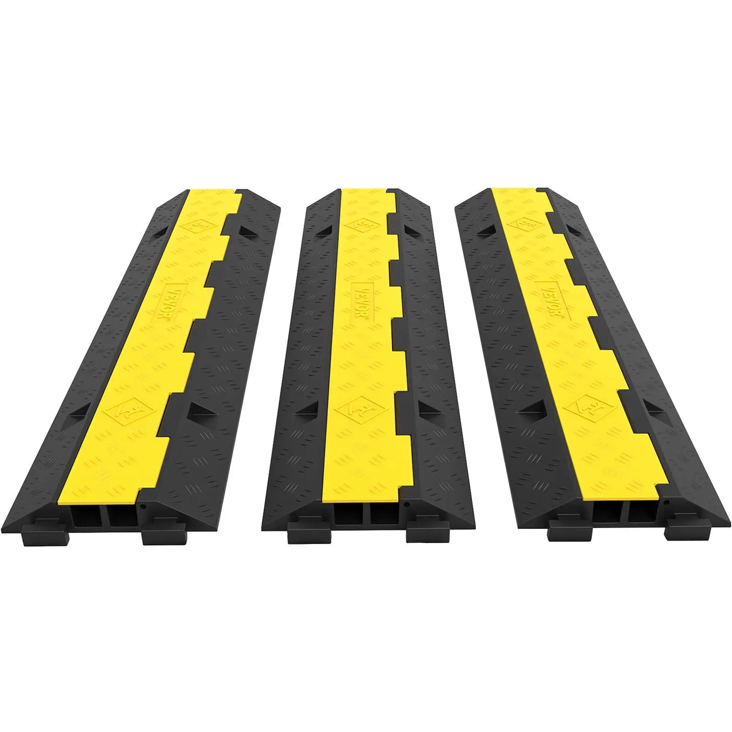 SucceBuy Cable Protector Ramp Wire Cable Cover Cord Guard 2 Channels Rubber + PVC 11000LBS Speed Bump Parking Driveway Traffic