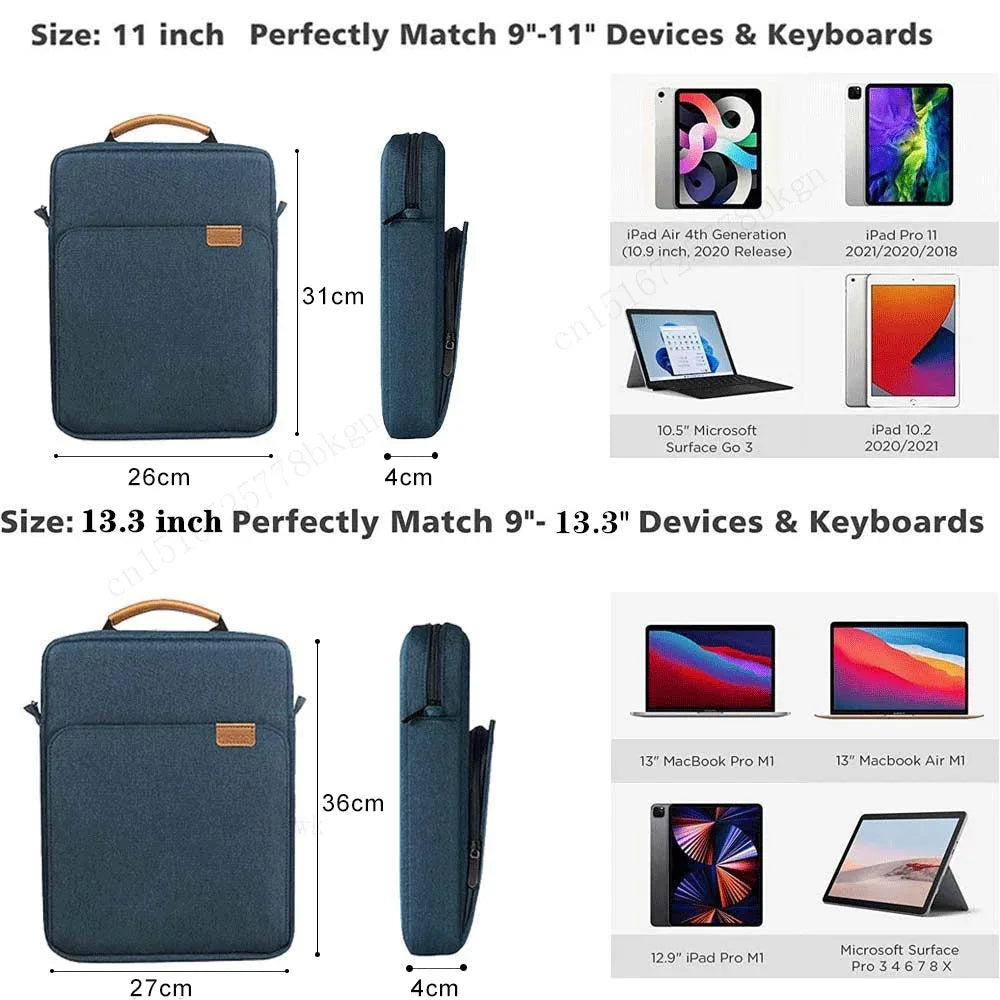 Waterproof Tablet Sleeve Bag for iPad 9–13 Inch