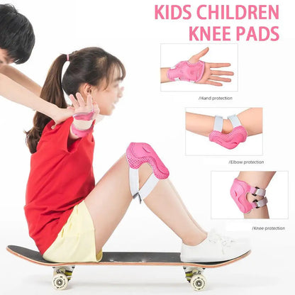 6PCS Kids Protective Gear Set for 3-15 Years, Knee Elbow Pads & Wrist Guards for Skateboard Cycling Skating Scooter