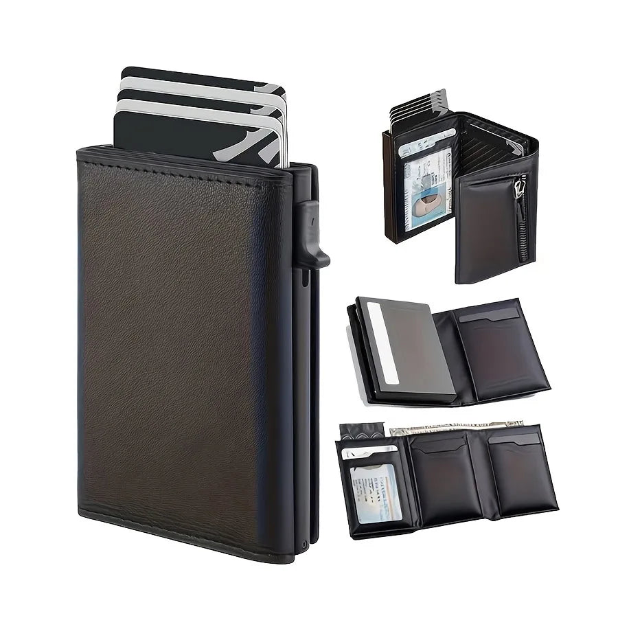 Slim RFID Pop-Up Metal Wallet for Men