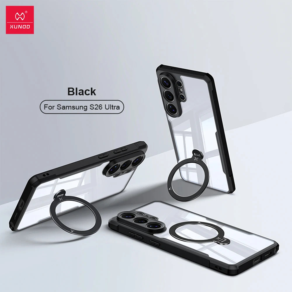 Xundd For Samsung Galaxy S25 S26 Ultra S26 Plus Magnetic Ring Case Camera Protect Airbag Shockproof Shell with 360° Spin Holder