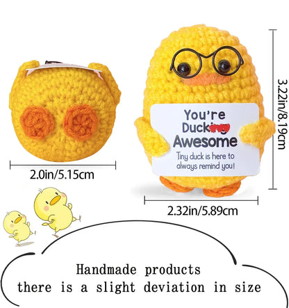 Positive Energy Crochet Doll Pocket Hug Handmade Knitted Plush Potato Plant Avocado Bee Turtle Duck Funny Emotional Support Gift - Urbizia