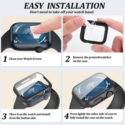 Tempered Glass+Case For Apple Watch 38-40mm 41mm 42mm 44mm 45mm 46mm Screen Protector Protective Cover iWatch 11 10 8 7 9 6 SE 5