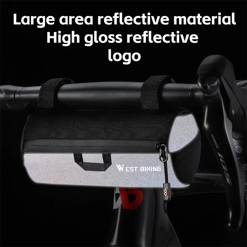 WEST BIKING Bike Handlebar Bag Portable Reflective Shoulder Bag For Cycling MTB Road Bike Scooter Front Tool Bags Elastic Band