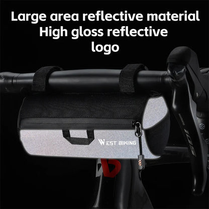 WEST BIKING Bike Handlebar Bag Portable Reflective Shoulder Bag For Cycling MTB Road Bike Scooter Front Tool Bags Elastic Band