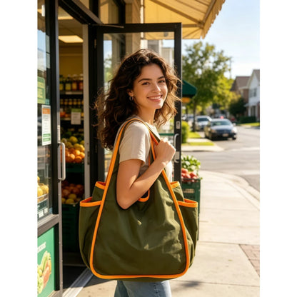 Reusable Grocery Bag Foldable Shopping Bag with Pocket Extra Wide Handle Portable Durable Washable Tote Bags for Women