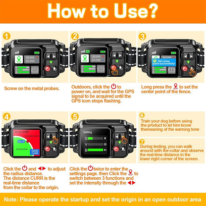 GPS Dog Wireless Fence Coverage Range 49-6561 Feet IP67 Waterproof Adjustable Training Modes GPS Positioning Outdoor Use Only