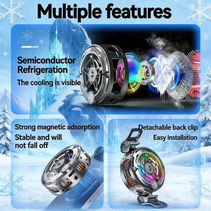 Magnetic Phone Cooler RGB Digital Display Gaming Fan