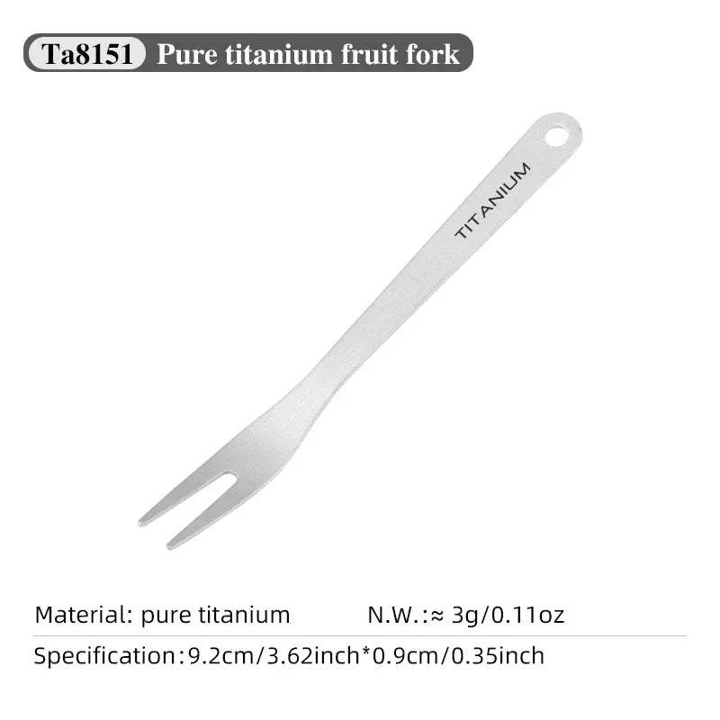 Tiartisan Outdoor Camping Pure Titanium Fruit Knife Forks Dessert Fork Reusable Lightweight Portable Multi-purpose Salsd Fork
