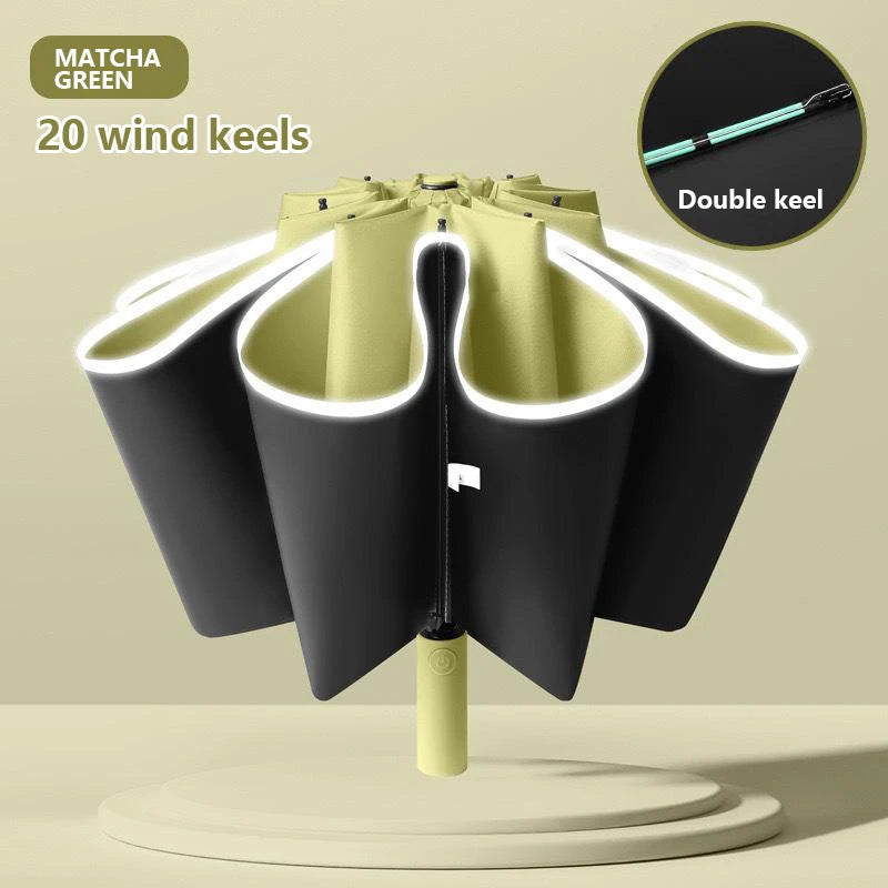 Fully Automatic Umbrella Reverse Folding Umbrella with Windproof Reflective Stripe UV Umbrellas For Men Women Sunshade new