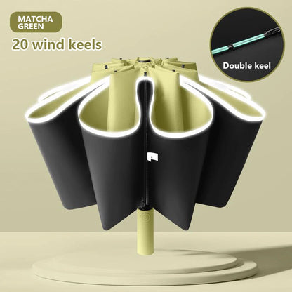 Fully Automatic Umbrella Reverse Folding Umbrella with Windproof Reflective Stripe UV Umbrellas For Men Women Sunshade new
