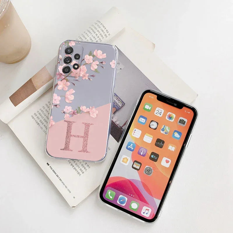 A-Z Letter Transparent Soft Slim Case for Samsung Galaxy